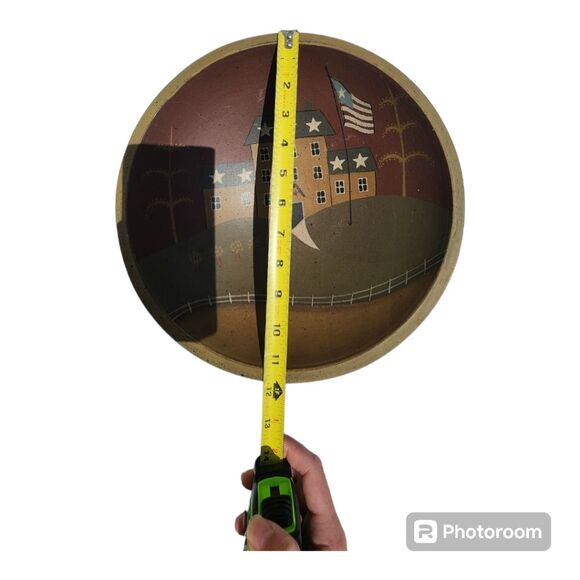 Vintage Folk Art Primitive Hand painted colonial americana bowl wall home décor - Picture 8 of 13